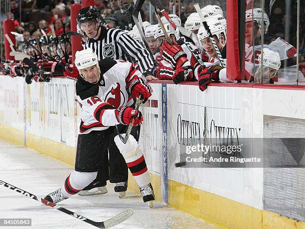 Brendan Shanahan the New Jersey Devils shoots the puck against the Ottawa Senators at Scotiabank Place on January 27, 2009 in Ottawa, Ontario, Canada.