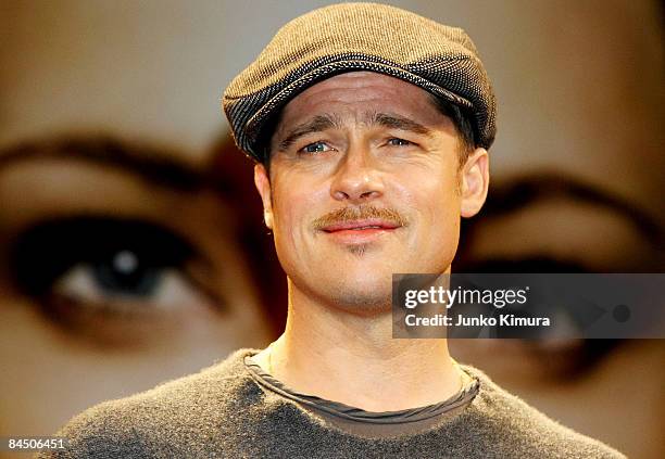 Actor Brad Pitt attends the "The Curious Case of Benjamin Button" press conference at Grand Hyatt Tokyo on January 28, 2009 in Tokyo, Japan.