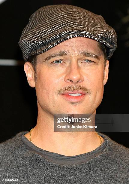 Actor Brad Pitt attends the "The Curious Case of Benjamin Button" press conference at Grand Hyatt Tokyo on January 28, 2009 in Tokyo, Japan.