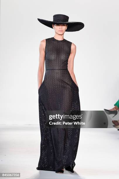 Model walks the runway at the Christian Siriano fashion show during New York Fashion Week: The Shows at Pier 59 on September 9, 2017 in New York City.