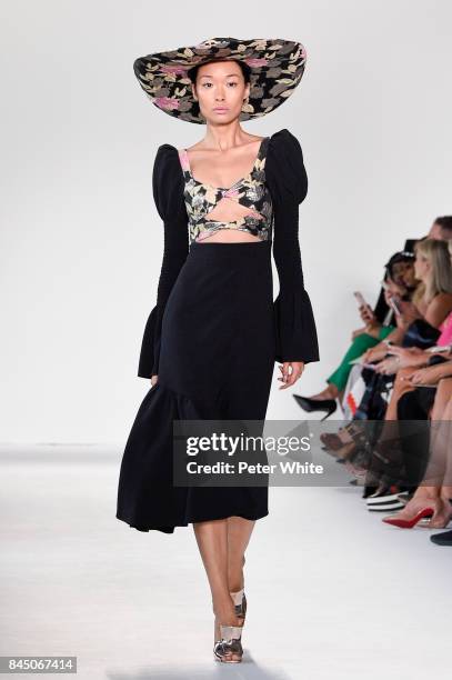 Model walks the runway at the Christian Siriano fashion show during New York Fashion Week: The Shows at Pier 59 on September 9, 2017 in New York City.