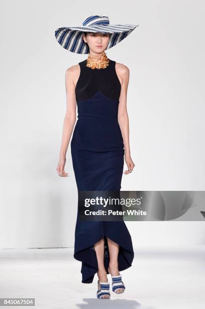 Model walks the runway at the Christian Siriano fashion show during New York Fashion Week: The Shows at Pier 59 on September 9, 2017 in New York City.