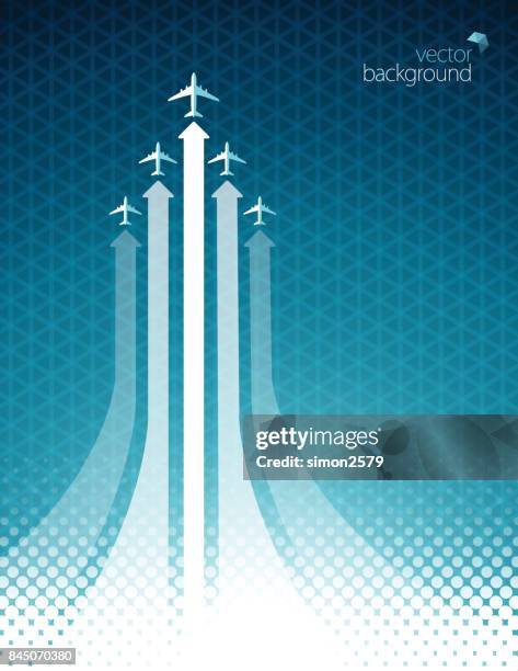 airliner in action on green color background - aerospace industry stock illustrations