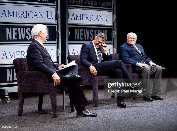 Nick Clooney, George Clooney and Bill Small at a screening of "Good Night, And Good Luck" at The Newseum on January 26, 2009 in Washington, DC.