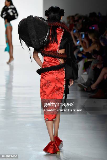 Model walks the runway at the Namilia fashion show during New York Fashion Week: The Shows at Gallery 3, Skylight Clarkson Sq on September 9, 2017 in...