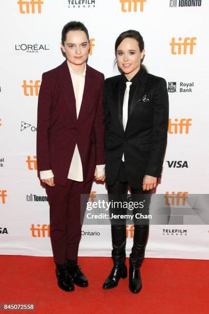 Emma Portner and Ellen Page attend "The Cured" premiere during the 2017 Toronto International Film Festival at Ryerson Theatre on September 9, 2017...