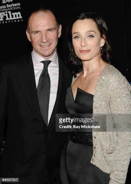 Ralph Fiennes and Kristin Scott Thomas arrive at the Cinema Vangaurd Awards on day 6 of the Santa Barbara International Film Festival on January 27,...