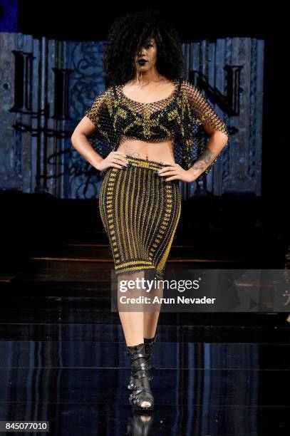 Model walks the runway for House of Li Jon at New York Fashion Week NYFW Art Hearts Fashion show Hosted by Nick Cannon at The Angel Orensanz...