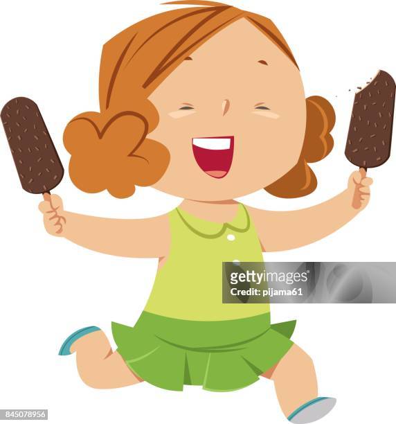 ilustraciones, imágenes clip art, dibujos animados e iconos de stock de niña con helado - eating ice cream