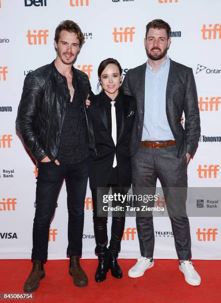 Sam Keeley, Ellen Page and David Freyne attend 'The Cured' premiere during the 2017 Toronto International Film Festival at Ryerson Theatre on...