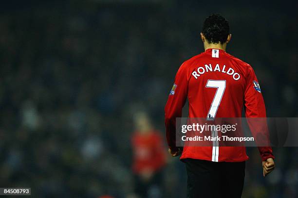 Cristiano Ronaldo of Manchester United walks away during the Barclays Premier League match between West Bromwich Albion and Manchester United at The...