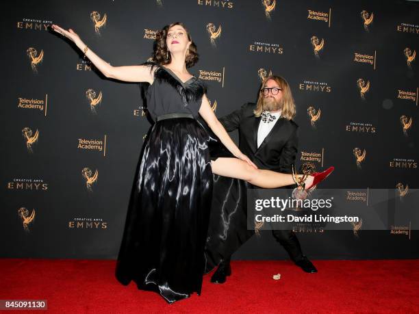 Actress Kristen Schall poses in the press room during the 2017 Creative Arts Emmy Awards at Microsoft Theater on September 9, 2017 in Los Angeles,...