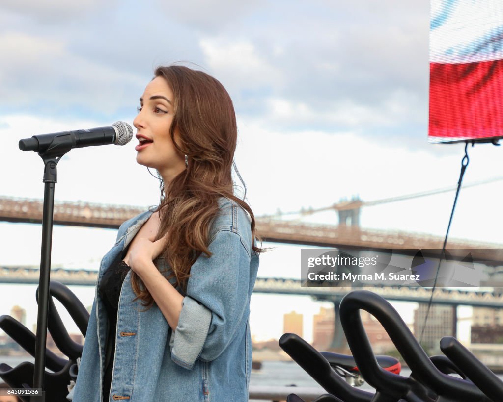 Alexa Rey Singer Alexa Ray Joel sings the National Anthem, at the 2017 Cycle ...