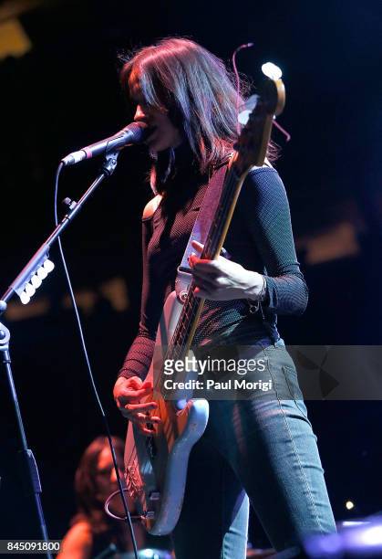 Theresa Wayman of Warpaint opens the show during Depeche Mode's Global Spirit Tour at Madison Square Garden on September 9, 2017 in New York City.