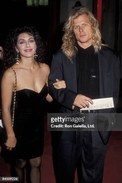 Actress Marina Sirtis and husband Michael Lamper attending the premiere of "Sibling Rivalry" on October 24, 1990 at Mann Chinese Theater in...
