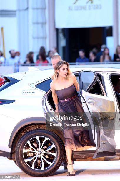 Jury member Greta Scarano arrives at the Award Ceremony during the 74th Venice Film Festival at Sala Grande on September 9, 2017 in Venice, Italy.