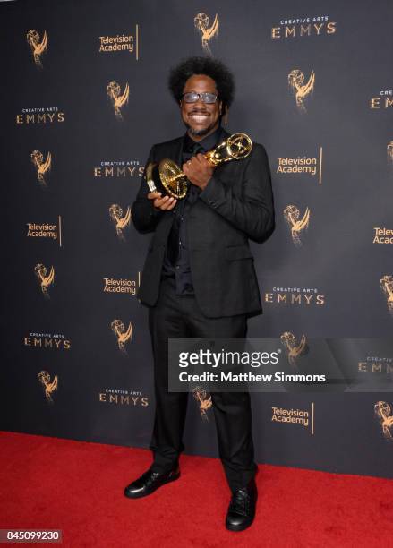 Actor W. Kamau Bell poses in the pressroom during the 2017 Creative Arts Emmy Awards at Microsoft Theater on September 9, 2017 in Los Angeles,...
