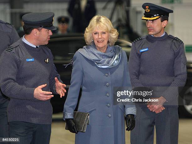 Camilla, Duchess of Cornwall smiles as she visits RAF Halton on January 28, 2009 in Aylesbury, England. The Duchess viewed a number of displays put...