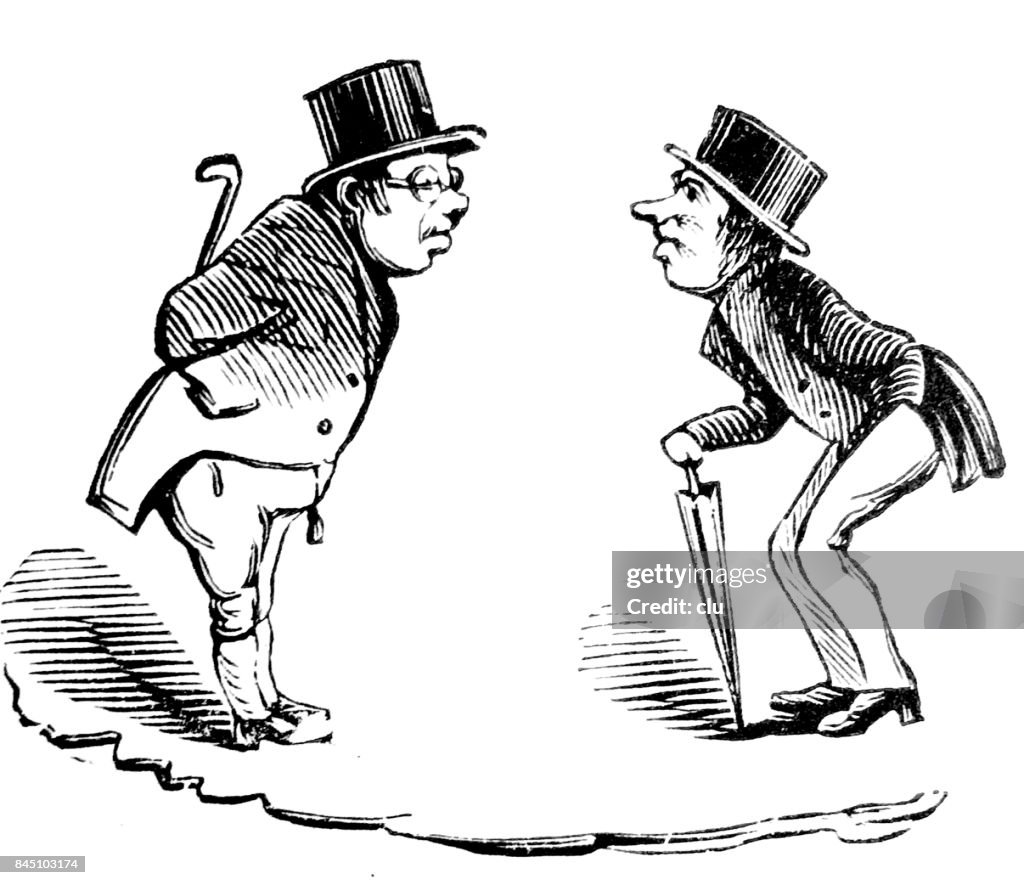 Two Funny Men With Hats Side View Talking To Each Other High-Res Vector  Graphic - Getty Images