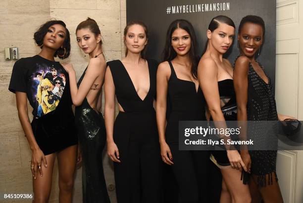 Jourdan Dunn, I-Hua Wu, Emily DiDonato, Cris Urena, Adriana Lima, and Herieth Paul attend a night at the Maybelline Mansion presented by V on...