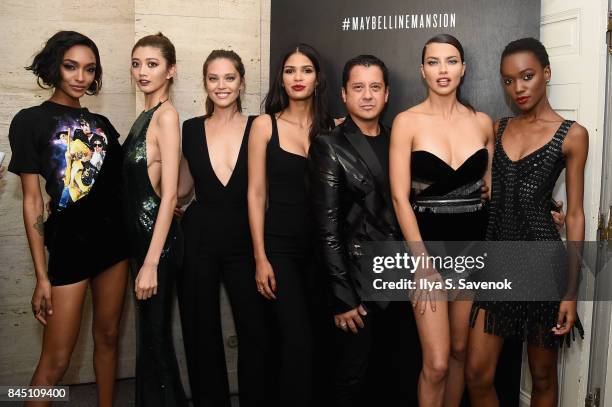 Jourdan Dunn, I-Hua Wu, Emily DiDonato, Cris Urena, Adriana Lima, and Herieth Paul attend a night at the Maybelline Mansion presented by V on...