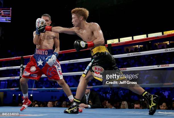 Naoya Inoue of Japan throws a right hand at Antonio Nieves at StubHub Center on September 9, 2017 in Carson, California.