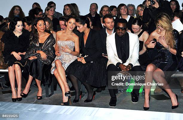 Dita Von Teese, Michelle Yeoh, Elsa Pataky, Rachida Brakni, Kanye West and Mischa Barton attend the Elie Saab fashion show during Paris Fashion Week...