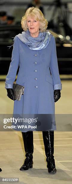 Camilla, Duchess of Cornwall arrives at RAF Halton for an official visit on January 28, 2009 in Aylesbury, United Kingdom. The Duchess viewed a...