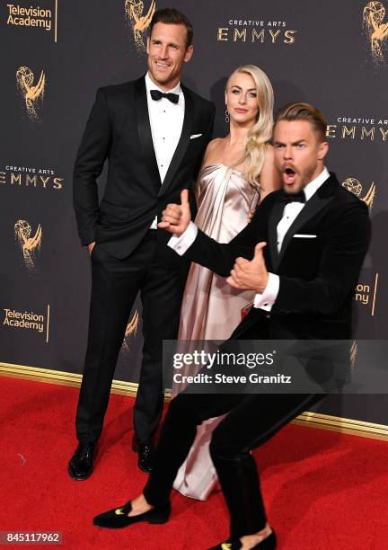 Julianne Hough, Derek Hough;Brooks Laich arrives at the 2017 Creative Arts Emmy Awards - Day 1 at Microsoft Theater on September 9, 2017 in Los...