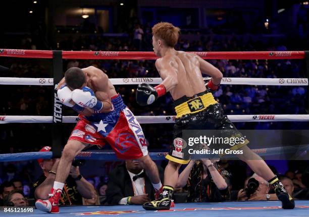 Naoya Inoue of Japan prepares to throw a left hand at Antonio Nieves at StubHub Center on September 9, 2017 in Carson, California.