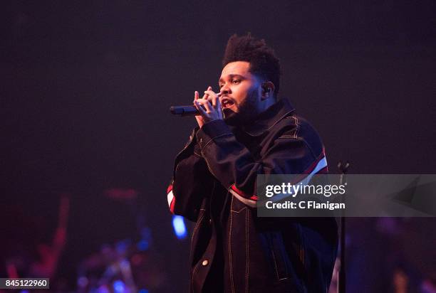 The Weeknd aka Abel Tesfaye performs during the 'Starboy: Legend of the Fall Tour' at Air Canada Centre on September 9, 2017 in Toronto, Canada.