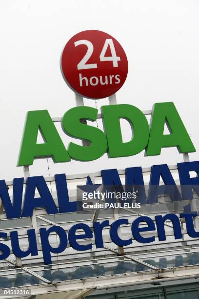 Branch of the Asda supermarket chain is pictured in Manchester, north west England on January 28, 2009. Asda, the British supermarket chain owned by...