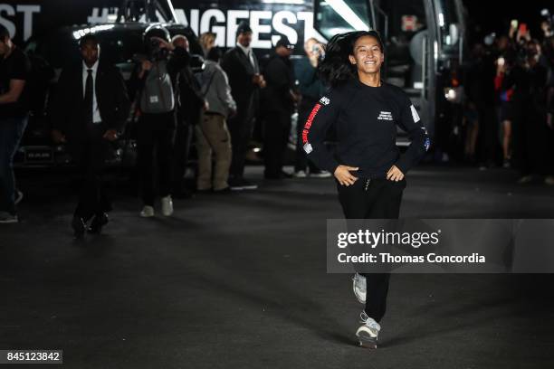 Alexander Wang runs down the alleyway after presenting the Alexander Wang Spring 2018 Collection during Wangfest on September 9, 2017 in New York...