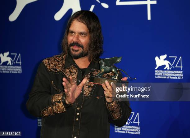 Warwick Thornton poses with the Special Jury Prize Award for 'Sweet Country' at the Award Winners photocall during the 74th Venice Film Festival at...