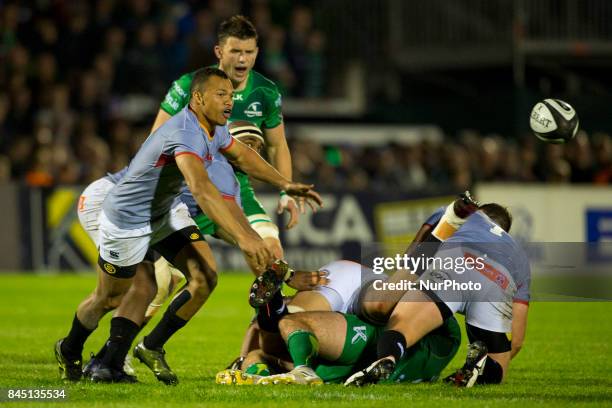 Godlen Masimla of S.Kings passes the ball during the Guinness PRO14 rugby match between Connacht Rugby and Southern Kings at the Sportsground in...