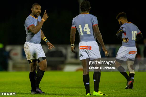 Luzuko Vulindlu talks to Yaw Penxe of S.Kings during the Guinness PRO14 rugby match between Connacht Rugby and Southern Kings at the Sportsground in...