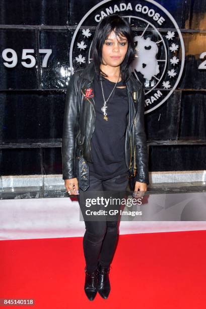 Canadian songwriter Fefe Dobson attends the "Canada Goose's 60th Anniversary" at Four Seasons Hotel on September 9, 2017 in Toronto, Canada.