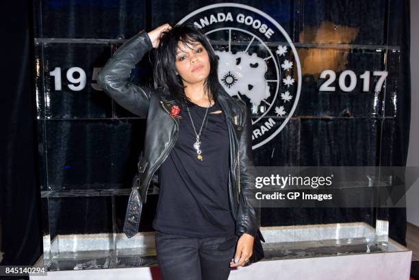 Canadian songwriter Fefe Dobson attends the "Canada Goose's 60th Anniversary" at Four Seasons Hotel on September 9, 2017 in Toronto, Canada.