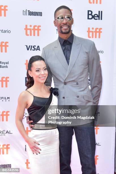 Player Chris Bosh and wife Adrienne Williams Bosh attend "The Carter Effect" premiere at Princess of Wales Theatre on September 9, 2017 in Toronto,...