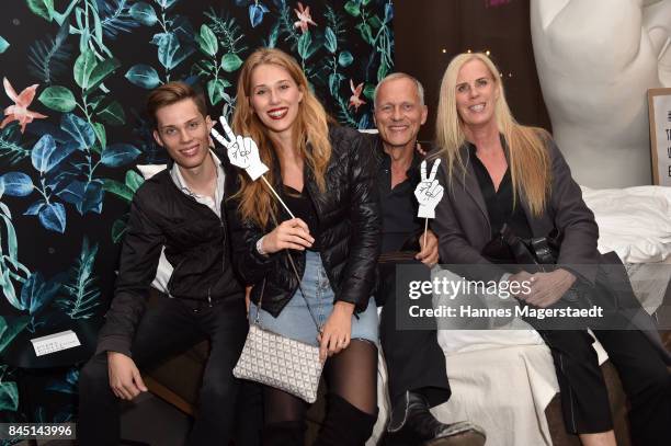 Martin Kolonko and his wife Anke and their children Lia and Simon during the 'The Lovelace' Grand Opening at Lovelace on September 9, 2017 in Munich,...