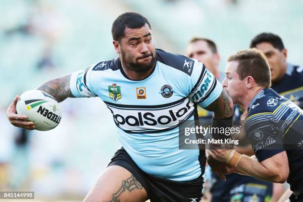 Andrew Fifita of the Sharks takes on the defence during the NRL Elimination Final match between the Cronulla Sharks and the North Queensland Cowboys...