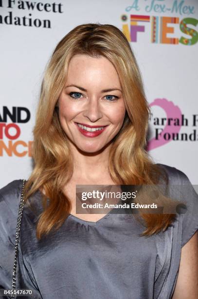 Actress Jessica Morris arrives at the Farrah Fawcett Foundation's "Tex-Mex Fiesta" event honoring Stand Up To Cancer at the Wallis Annenberg Center...