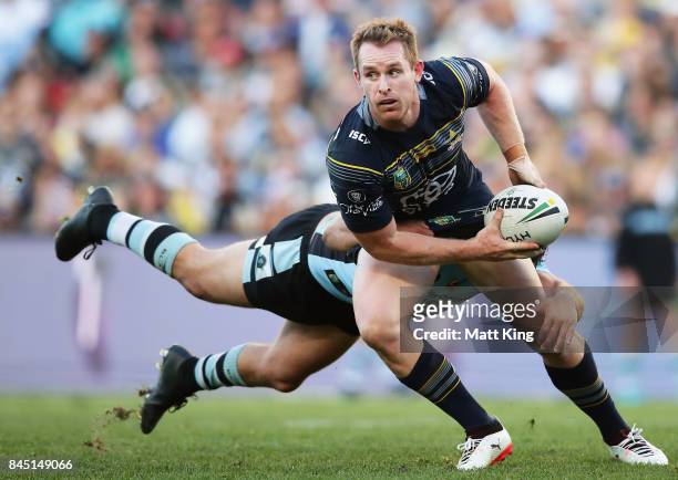 Michael Morgan of the Cowboys looks for support during the NRL Elimination Final match between the Cronulla Sharks and the North Queensland Cowboys...