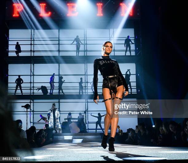 Barbara Fialho walks the runway at the Philipp Plein fashion show during New York Fashion Week: The Shows at Hammerstein Ballroom on September 9,...
