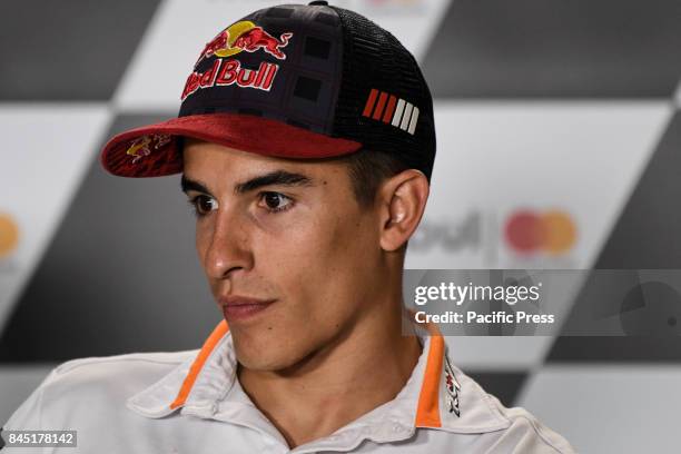 Marc Marquez at press conference after Qualify day at Misano world circuit for San Marino GP.