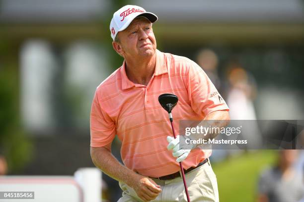 Billy Mayfair of the United States looks on during the final round of the Japan Airlines Championship at Narita Golf Club-Accordia Golf on September...