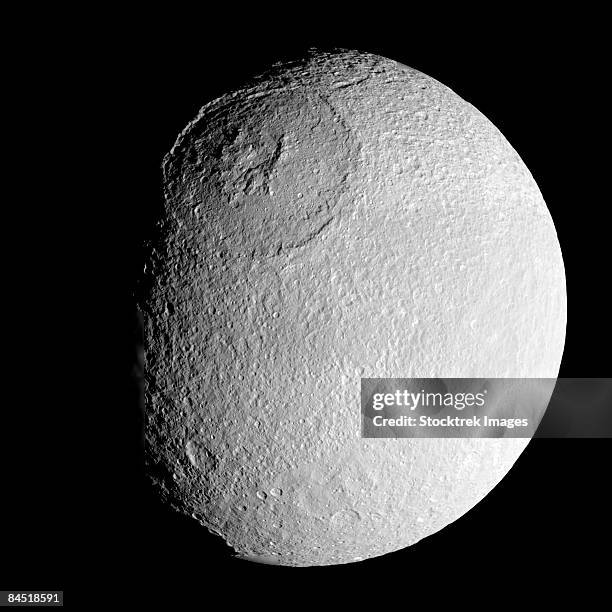 saturn's moon tethys. - south pole stock pictures, royalty-free photos & images