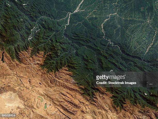 andes mountains - satellite view stockfoto's en -beelden