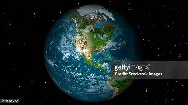 full earth view showing north america. - the americas stock pictures, royalty-free photos & images