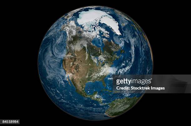 this image shows a view of the earth on september 21, 2005 with the full arctic region visible. - entero fotografías e imágenes de stock